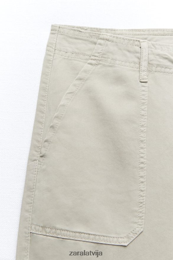 augstceltnes trf taisnas kravas bikses sievietes Zara pelēks 6ZTV40502 apģērbs