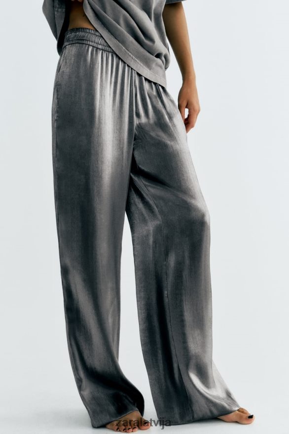 folijas bikses sievietes Zara Sudrabs 6ZTV40938 apģērbs