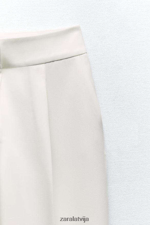 konusveida pagrieztas aproču bikses sievietes Zara ekru 6ZTV40484 apģērbs