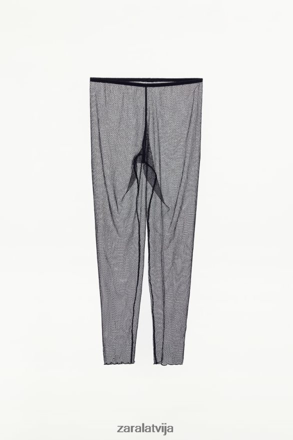 mežģīņu legingi sievietes Zara melns 6ZTV40497 apģērbs