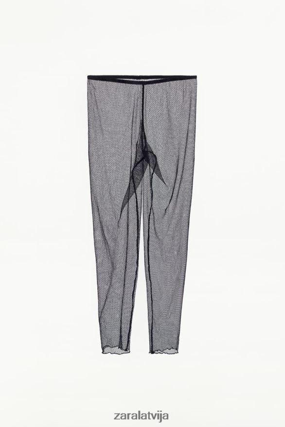 mežģīņu legingi sievietes Zara melns 6ZTV40497 apģērbs