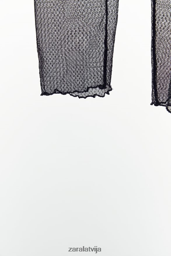 mežģīņu legingi sievietes Zara melns 6ZTV40497 apģērbs