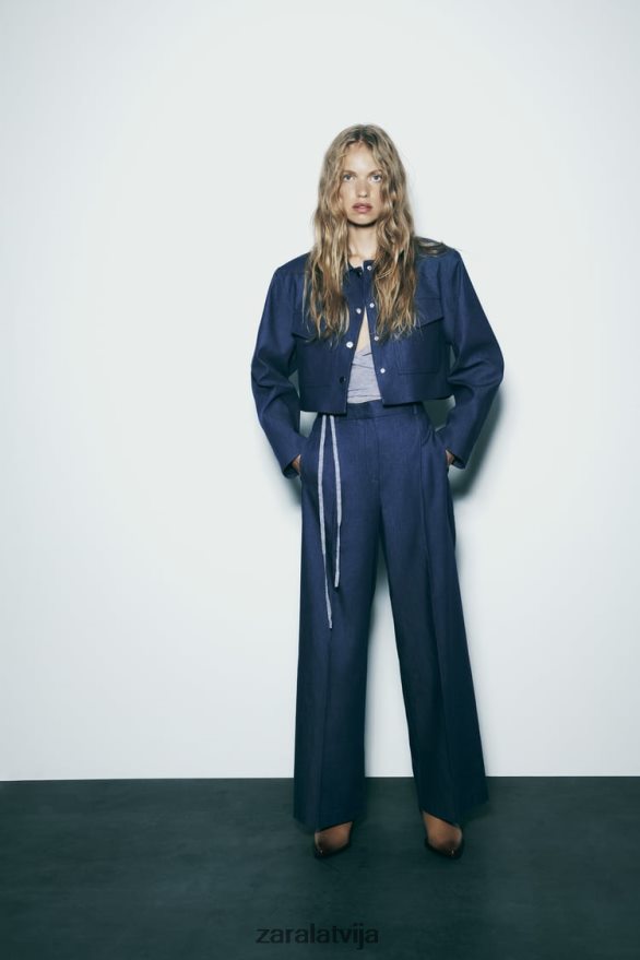 platas bikses ar šautriņām sievietes Zara indigo 6ZTV40493 apģērbs