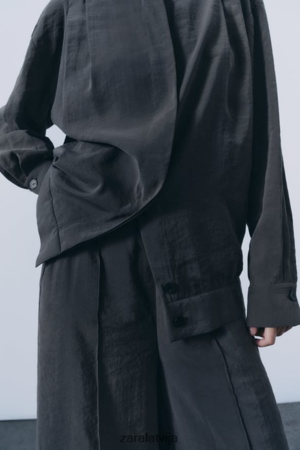 platas kroku bikses sievietes Zara pelēks 6ZTV40832 apģērbs