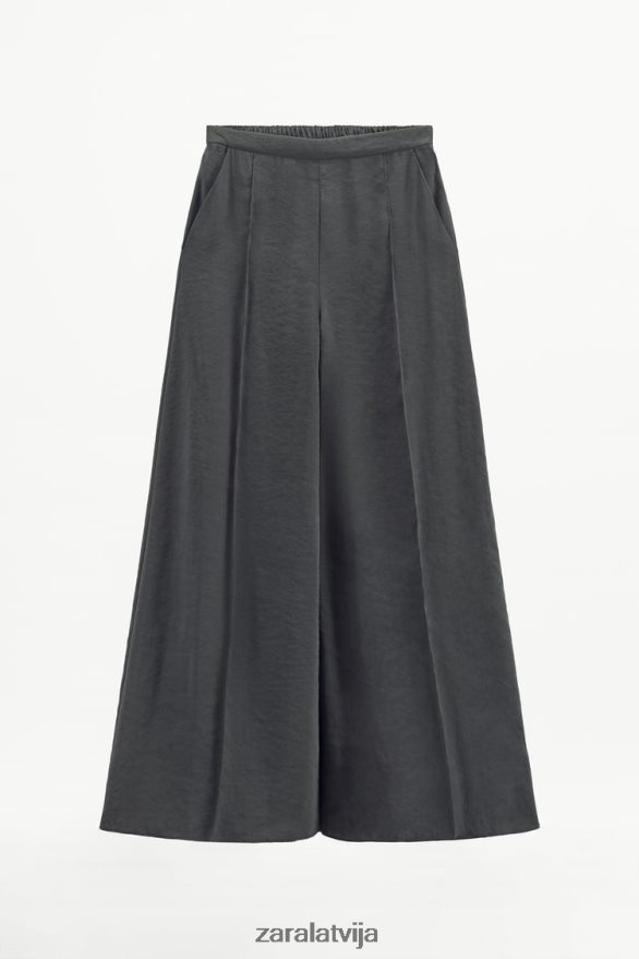 platas kroku bikses sievietes Zara pelēks 6ZTV40832 apģērbs