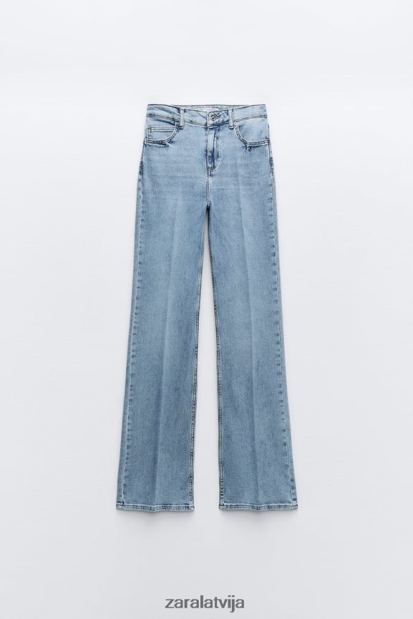 džinsi ar augstu jostasvietu z1975 sievietes Zara gaiši zils 6ZTV40869 apģērbs
