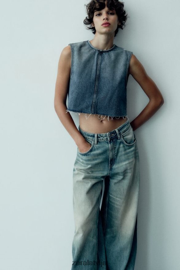 mazstāvu īpaši platas trf džinsi sievietes Zara zils 6ZTV40503 apģērbs