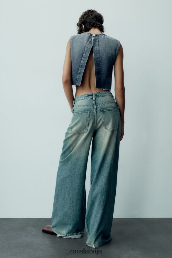 mazstāvu īpaši platas trf džinsi sievietes Zara zils 6ZTV40503 apģērbs