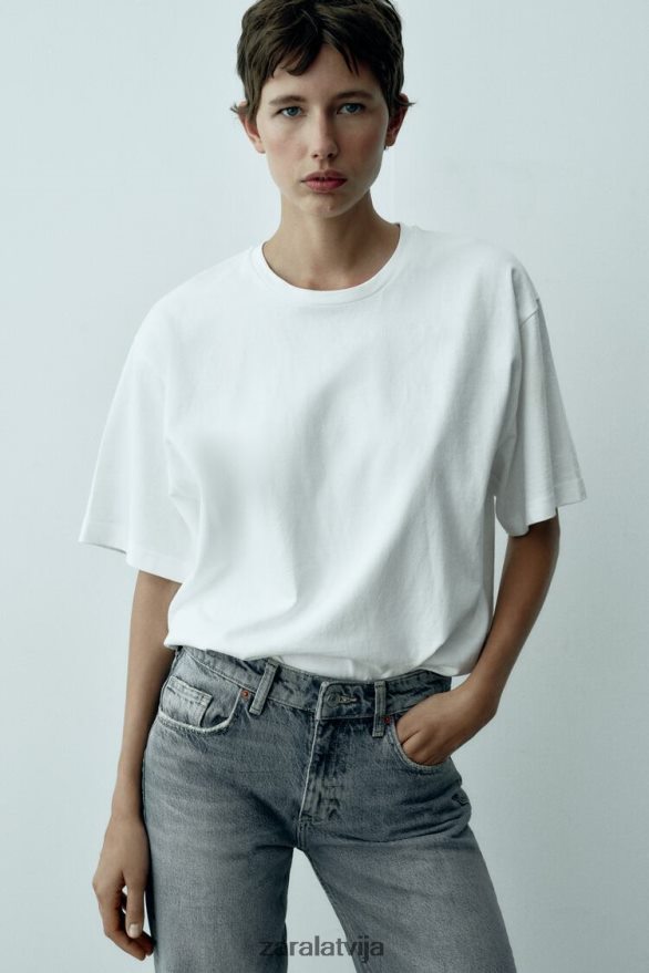 pilna garuma trf vidēja augstuma platas kājas džinsi sievietes Zara zils 6ZTV40867 apģērbs