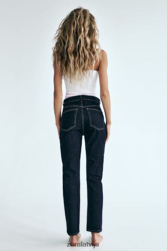 trf augstceltnes plīts caurules džinsi sievietes Zara tumšs indigo 6ZTV40524 apģērbs