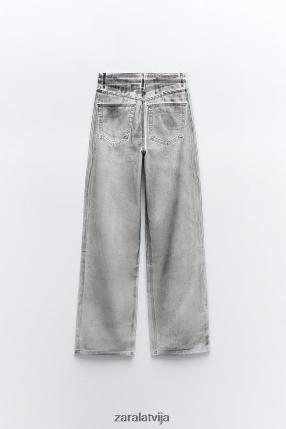 trf metāliski augsti džinsi sievietes Zara melns 6ZTV40521 apģērbs