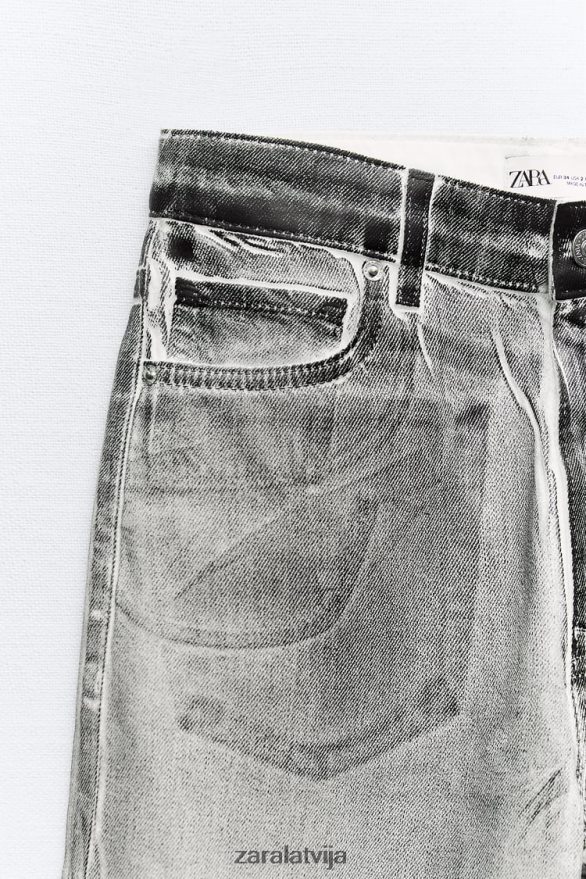 trf metāliski augsti džinsi sievietes Zara melns 6ZTV40521 apģērbs