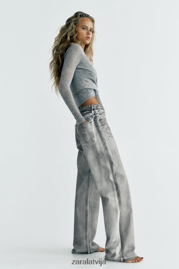 trf metāliski augsti džinsi sievietes Zara melns 6ZTV40521 apģērbs