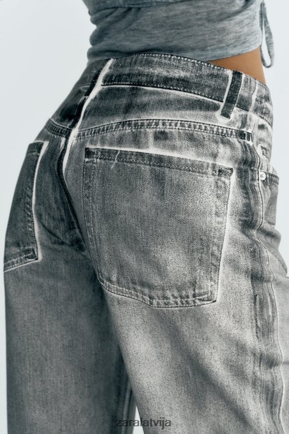 trf metāliski augsti džinsi sievietes Zara melns 6ZTV40521 apģērbs