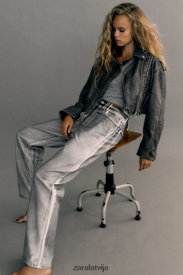 trf metāliski augsti džinsi sievietes Zara melns 6ZTV40521 apģērbs