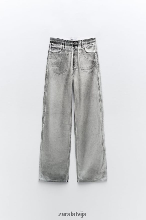 trf metāliski augsti džinsi sievietes Zara melns 6ZTV40521 apģērbs