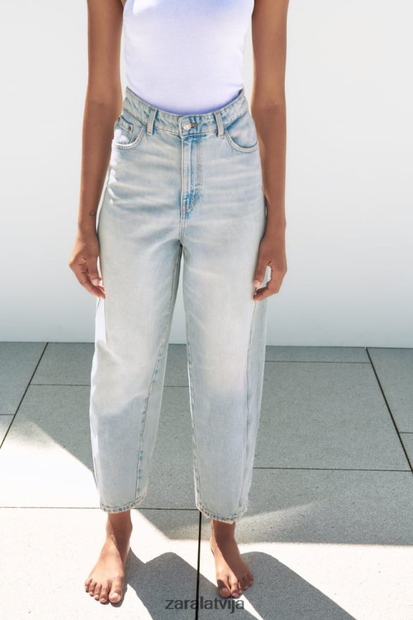 trf mid-rise koniski džinsi sievietes Zara gaiši zils 6ZTV40519 apģērbs