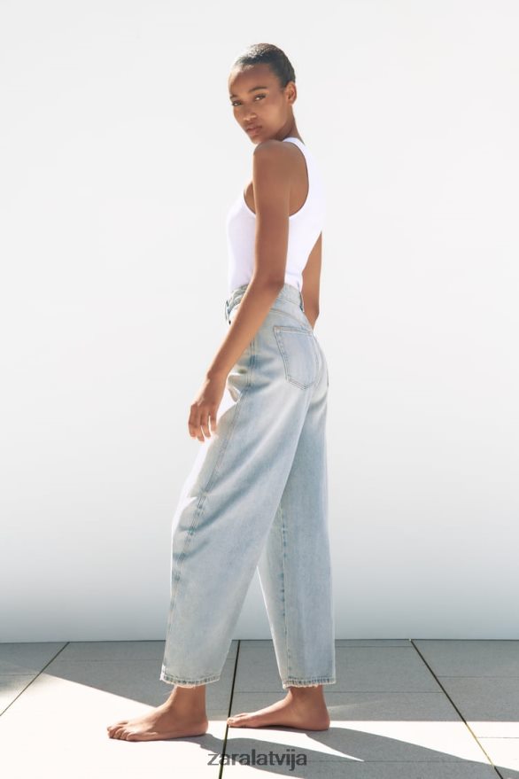 trf mid-rise koniski džinsi sievietes Zara gaiši zils 6ZTV40519 apģērbs