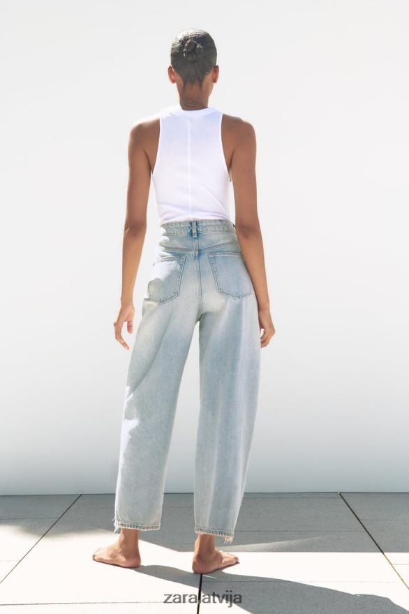 trf mid-rise koniski džinsi sievietes Zara gaiši zils 6ZTV40519 apģērbs