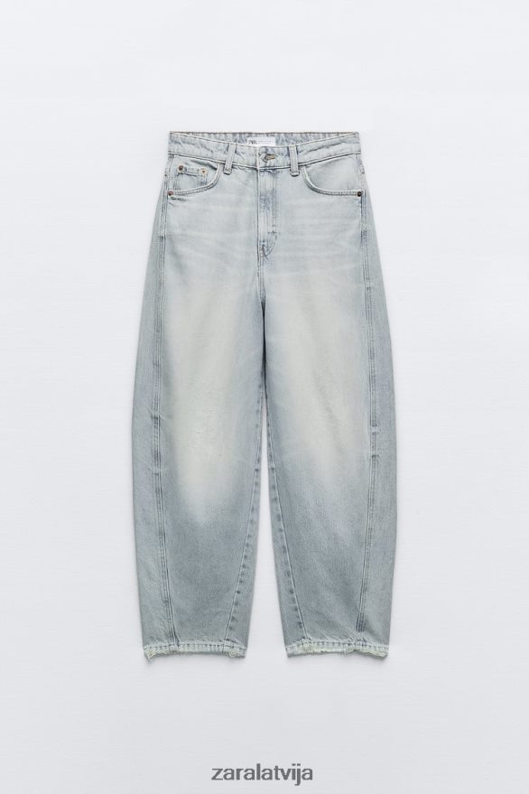 trf mid-rise koniski džinsi sievietes Zara gaiši zils 6ZTV40519 apģērbs