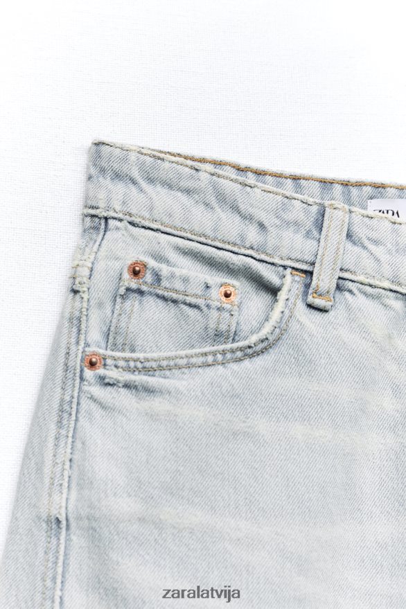 trf mid-rise koniski džinsi sievietes Zara gaiši zils 6ZTV40519 apģērbs
