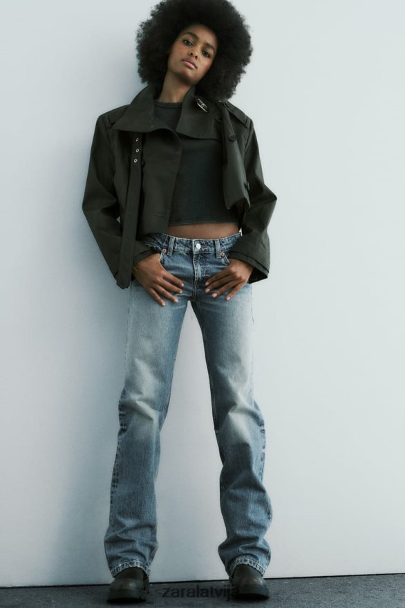 trf zema kāpuma taisna piegriezuma džinsi sievietes Zara zils 6ZTV40510 apģērbs