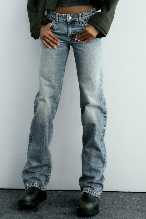 trf zema kāpuma taisna piegriezuma džinsi sievietes Zara zils 6ZTV40510 apģērbs