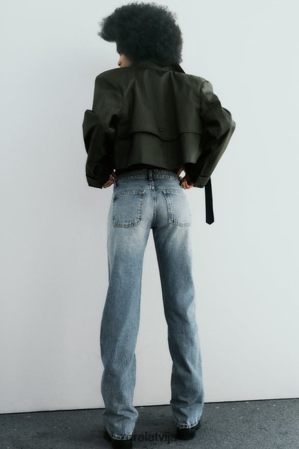 trf zema kāpuma taisna piegriezuma džinsi sievietes Zara zils 6ZTV40510 apģērbs