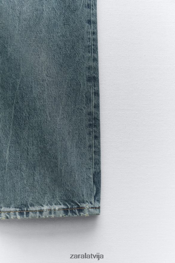 trf zema kāpuma taisna piegriezuma džinsi sievietes Zara zils 6ZTV40510 apģērbs