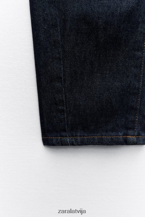 z1975 džinsi ar jostu, augsti paceļami papīra maisiņi sievietes Zara zils 6ZTV40506 apģērbs