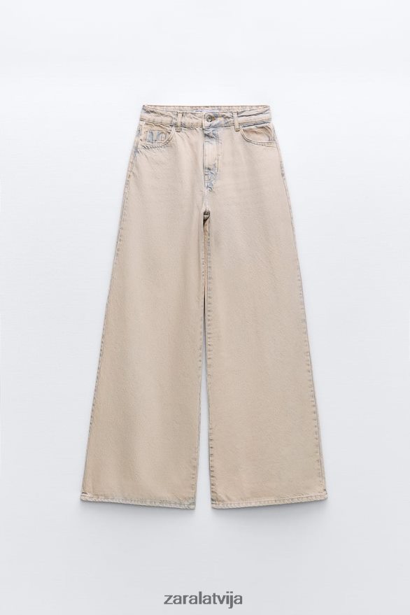 z1975 pārkrāsoti palazzo džinsi sievietes Zara rozā 6ZTV40508 apģērbs