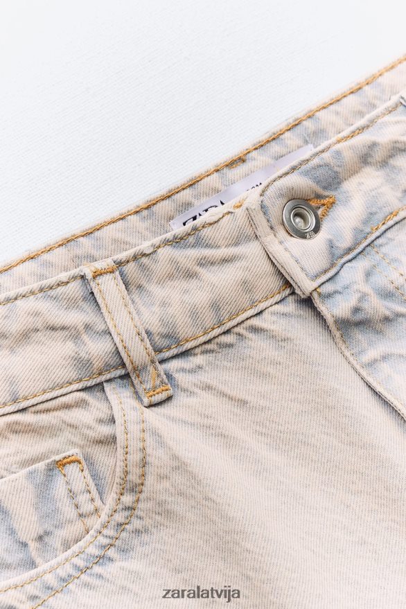 z1975 pārkrāsoti palazzo džinsi sievietes Zara rozā 6ZTV40508 apģērbs