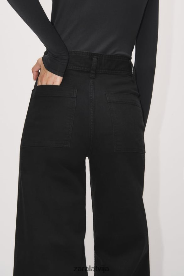 zw marine taisni augsti džinsi sievietes Zara melns 6ZTV40515 apģērbs