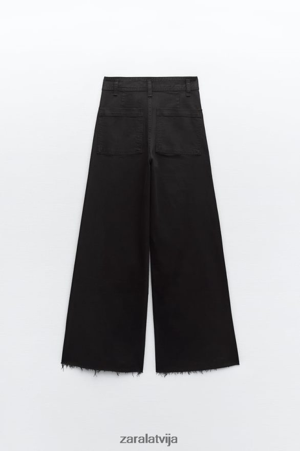 zw marine taisni augsti džinsi sievietes Zara melns 6ZTV40515 apģērbs