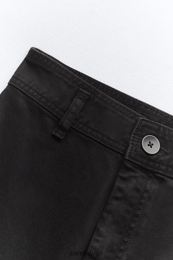 zw marine taisni augsti džinsi sievietes Zara melns 6ZTV40515 apģērbs