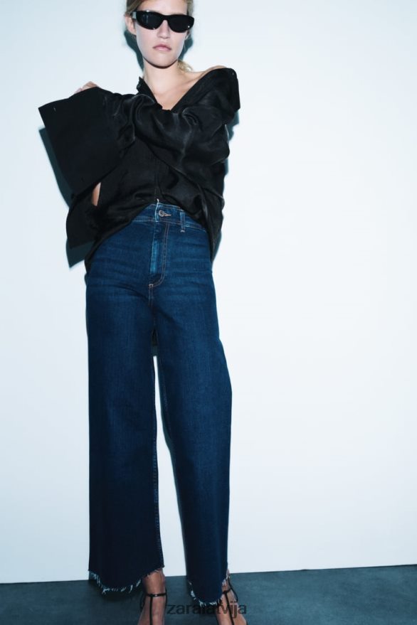zw marine taisni augsti džinsi sievietes Zara zils 6ZTV40518 apģērbs