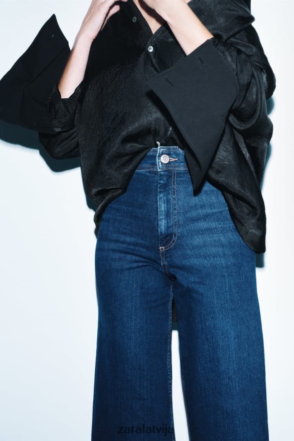 zw marine taisni augsti džinsi sievietes Zara zils 6ZTV40518 apģērbs