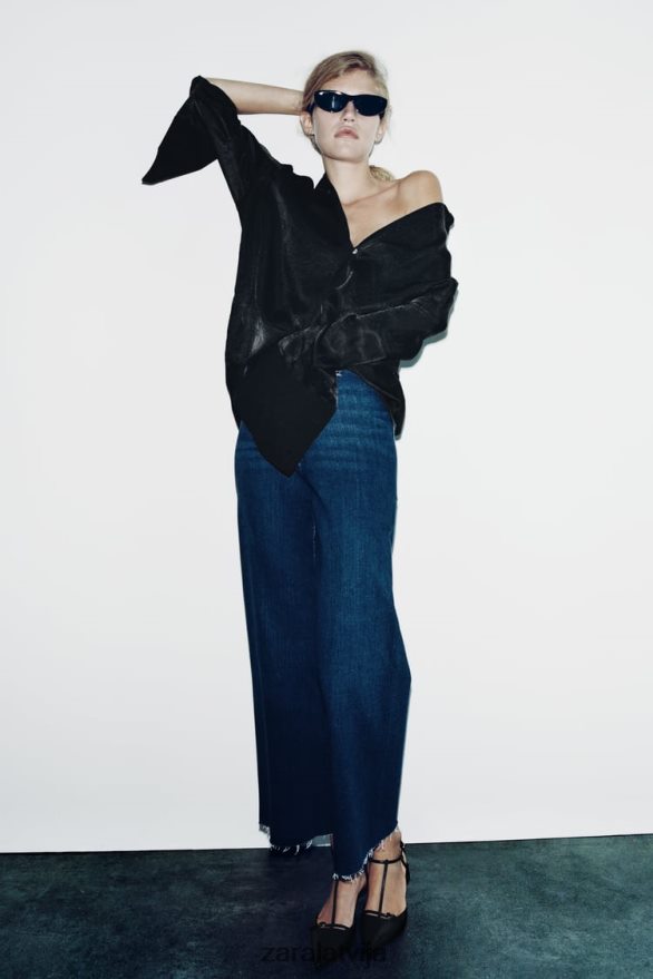 zw marine taisni augsti džinsi sievietes Zara zils 6ZTV40518 apģērbs