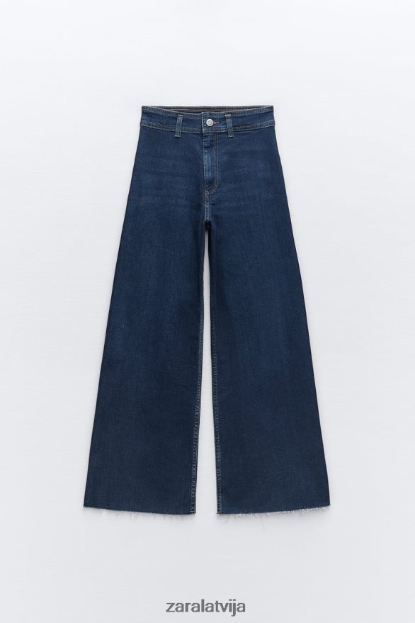 zw marine taisni augsti džinsi sievietes Zara zils 6ZTV40518 apģērbs