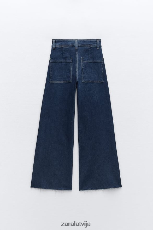 zw marine taisni augsti džinsi sievietes Zara zils 6ZTV40518 apģērbs