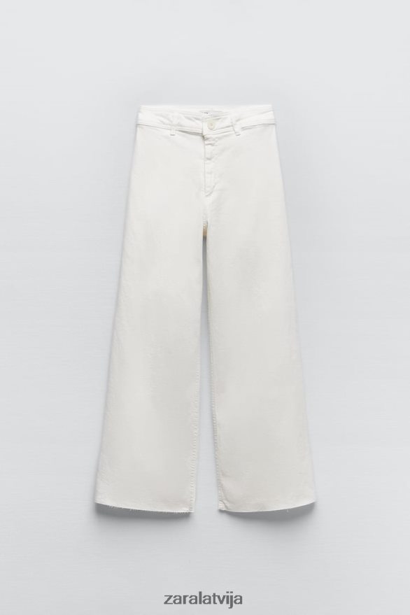 zw marine taisni džinsi ar augstu jostasvietu sievietes Zara ekru 6ZTV40514 apģērbs