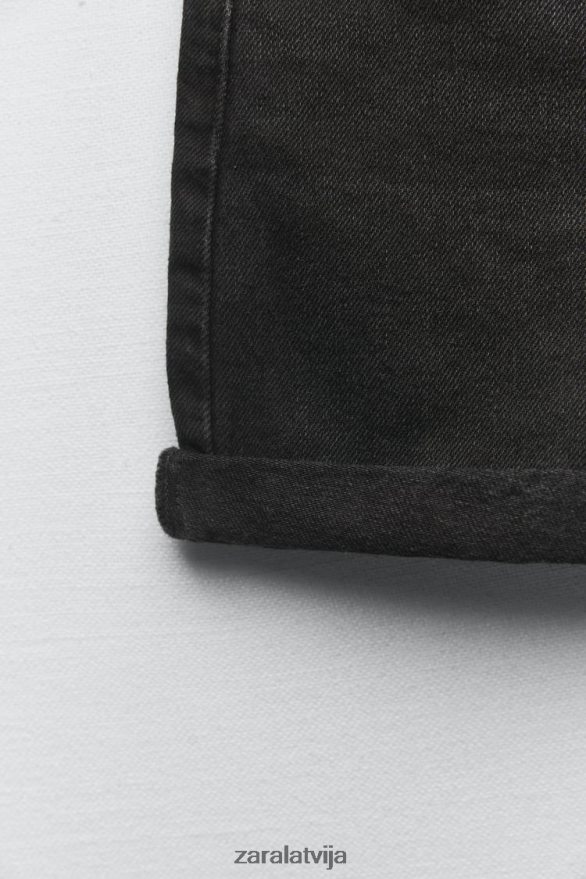 1975. gada džinsa šorti ar augstu vidukli sievietes Zara melns 6ZTV40545 apģērbs