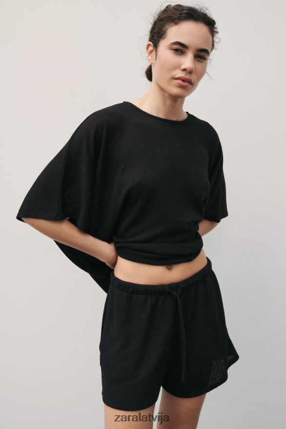 adīt šorti sievietes Zara melns 6ZTV40606 apģērbs