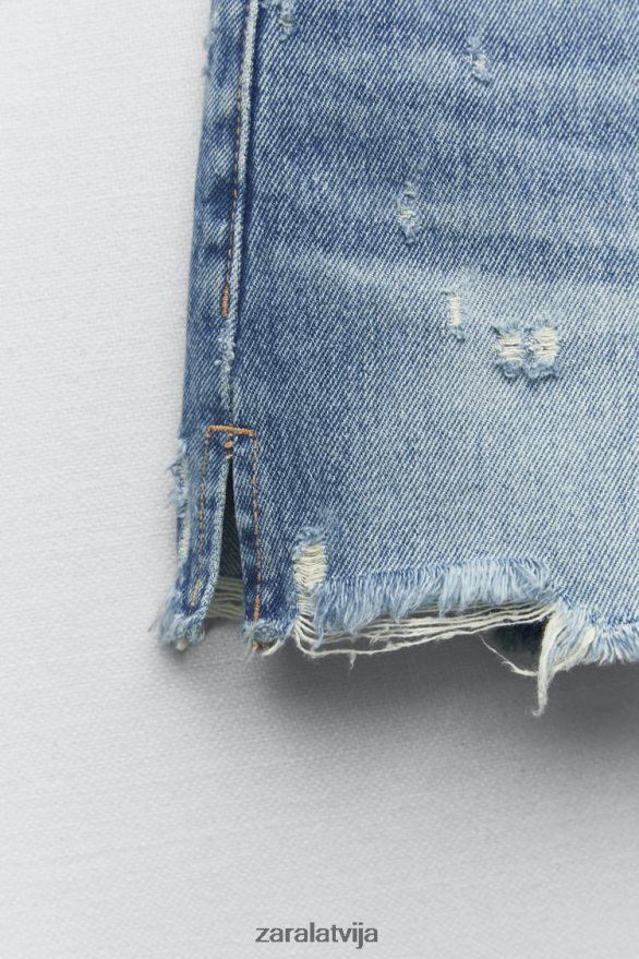 augstceltnes trf raibs džinsa šorti sievietes Zara zils 6ZTV40563 apģērbs