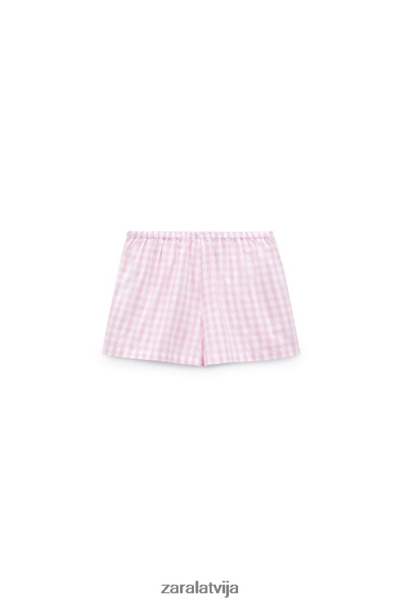 barbie mattel šorti sievietes Zara rozā/balta 6ZTV40570 apģērbs
