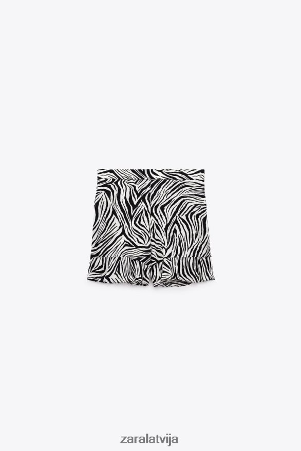 dzīvnieku apdruka sadalīti svārki sievietes Zara melns balts 6ZTV40601 apģērbs