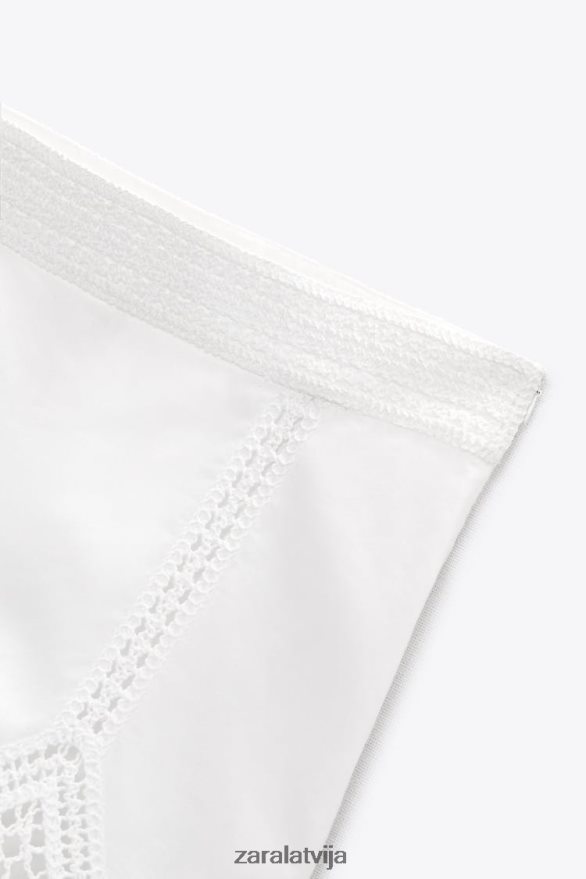gipūras mežģīņu šorti ar augstu vidukli sievietes Zara balts 6ZTV40622 apģērbs