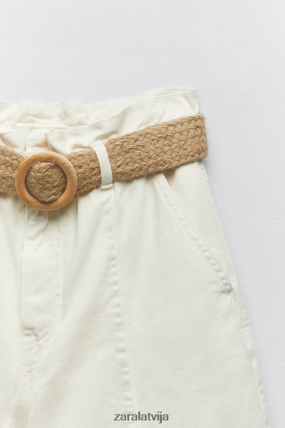 jostas baggy z1975 džinsa šorti sievietes Zara ekru 6ZTV40595 apģērbs