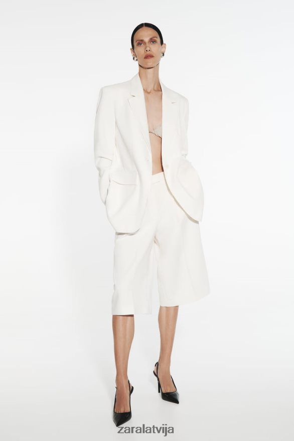 kroku bermudu šorti sievietes Zara austeru balts 6ZTV40535 apģērbs