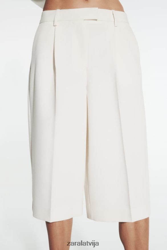 kroku bermudu šorti sievietes Zara austeru balts 6ZTV40535 apģērbs